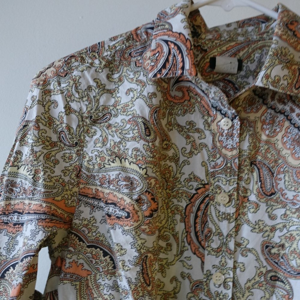 J.Crew Factory 30443 paisley tunic top shirt popover XS 0 2